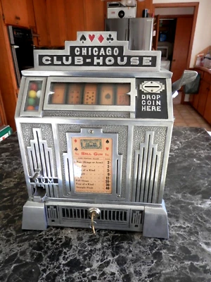 MÁQUINA TRAGAMONEDAS ESTIMULADORA COMERCIAL DAVAL CHICAGO CLUB HOUSE 1933 ANTIGUA DE COLECCIÓN ~ V.N. Foto 1 de 4