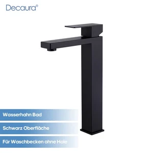 Grifo de lavabo de esquina alta de baño negro Decaura - Imagen 1 de 7