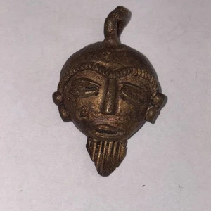Vintage Bronze African Tribal Mask Pendant - Picture 1 of 5