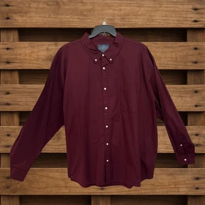 St John's Bay Autumn Burgundy Dress Shirt Long Sleeve Size 4XL Stretch, Collared - Picture 1 of 7
