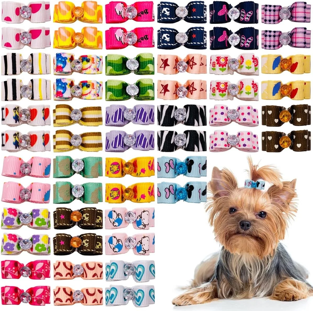 Arcos De Pelo Para Perros Y Gatos - 20 O 100 Unidades, Con Banda Elástica Y Nudo Superior, Para Razas Pequeñas