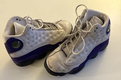 Jordan 13 Retro Mid Lakers Talla 4.5 GS 884129-105 Blanco Púrpura Juvenil Tenis OG Foto 1 de 4