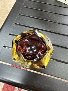 MCM Murano Sommerso Faceted Bowl Flavio Poli Seguso Art Glass Ashtray VTG 1960 - Picture 1 of 12