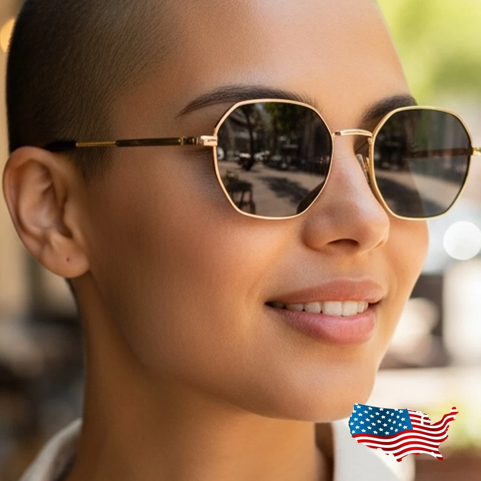 Geniales gafas de sol clásicas para hombre y mujer con marco dorado lentes negras sofisticadas Foto 1 de 3