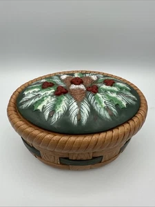 Hand Made Ceramic Basket Winter Foliage With Lid Container Comes With  Potpourri - Picture 1 of 12