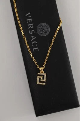 VERSACE Greca Rhinestone Necklace Authentic Chain 3287 Box Fashion Luxury - Image 1 of 4