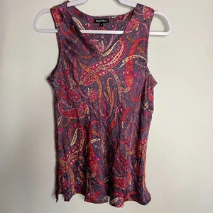 Blusa sin mangas Wyatt rosa seda estampado cachemir abstracto talla M - Imagen 1 de 7