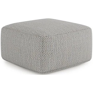 Trent Home Boho Square Pouf in Patterned Gray Melange Cotton - Picture 1 of 7