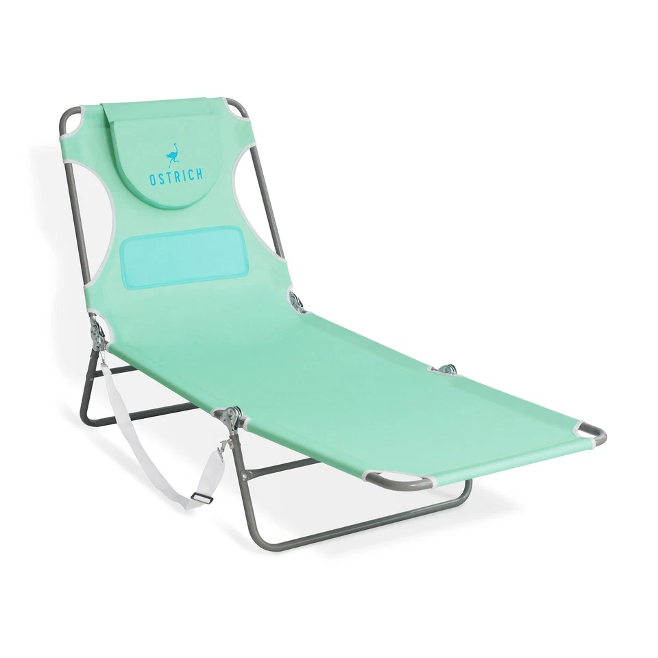 Tumbona cómoda de avestruz para damas, silla de bronceado portátil para playa camping piscina, verde azulado Foto 1 de 4