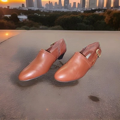 NUEVO AJ Valenci Talla 8 Cuero Caoba Hebilla Cremallera Zapato Shooties Mujer Bomba SBS910 Foto 1 de 4