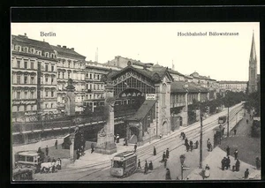 Berlin-Schöneberg, Hochbahnhof Bülowstraße, Straßenbahn, Ansichtskarte  - Picture 1 of 2