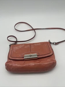 COACH Purse "Kristin" Patent Leather Shoulder /Crossbody Handbag Coral Pink - Picture 1 of 13