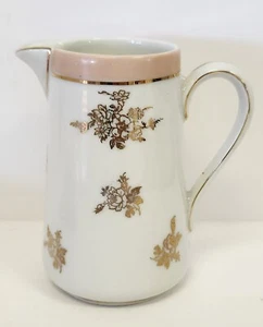 Brocca latte BOHO vintage Charles Ahrenfeldt Limoges Francia rosa e oro - Foto 1 di 8
