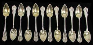 12 DOMINICK & HAFF 1892 MAZARIN STERLINGSILBER GOLD WASCHFRUCHT ZITRUSLÖFFEL - Bild 1 von 3