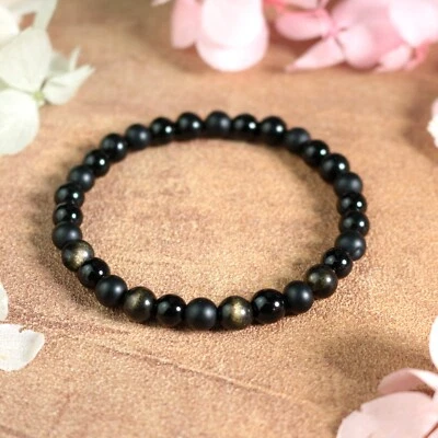 Triple Protection 6MM Black Tourmaline Obsidian Onyx Beads Healing  Bracelet - Image 1 of 4
