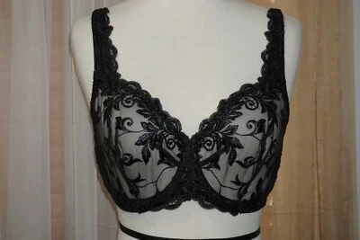 Soma Sensuous Lace Sheer Black Unlined Underwire Bra Size 34 DD - Image 1 of 4