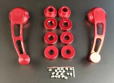 UN PAR DE MANIJAS DE MANIVELAS DE VENTANA ROJAS RECORTADAS DE ALUMINIO 4.7" SE ADAPTA A CHEVY FORD ROJO Foto 1 de 3
