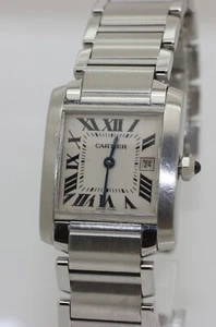 2003 Ladies Stainless Steel Mid Sized Cartier Tank Francaise 2465 Box & Papers - Picture 1 of 8