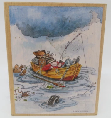 2000 GARY PATTERSON Rubber Stamp #90162 Gone Fishing - Stamps Happen USA - Image 1 of 4