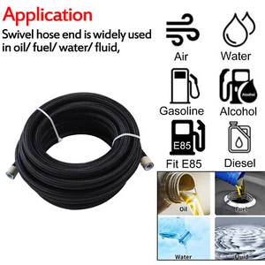 AN8 8-AN Black Nylon PTFE Fuel Line Hose Oil Gas Line 16FT for E85 - Picture 1 of 10