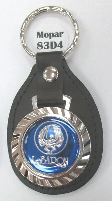 Blue CHRYSLER LeBARON 83D4 Royal Black Leather/Chrome Key Ring 1989 1990 1991 - Image 1 of 4