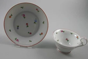Nymphenburg Teetasse & Untertasse Streublümchen roter Rand - Bild 1 von 1