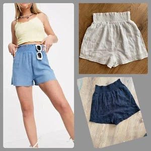 Influence Shorts Size 8 & 12 Black White Blue High Shirred Waist Shorts New JA90 - Picture 1 of 12