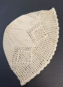 Antique Victorian Hand Crocheted Ivory Child's Baby Tam Hat - Picture 1 of 6