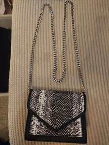 Next Black and White Small Bag w Silver Chain Handle - Picture 1 of 12