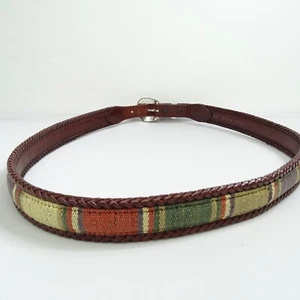 Brighton Santos Fabric Leather Men's Size 42 Buckle Belt 67506 Braided Egde Prep - Picture 1 of 7