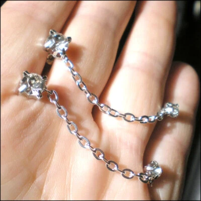 Zircones Doubles & Chaîne Boucles d'Oreille Bijoux Neufs LIVRÉ 48H A DOMICILE - Photo 1/4