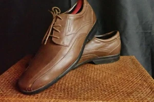 Rockport K62943 Men's Oxfords Brown Leather Adidas Outsole Size 11.5 D Excellent - Picture 1 of 15