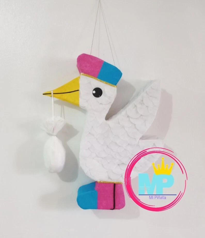 Piñata cigüeña. Piñata Baby Shower. Piñata Gerder Reveal. piñata grande Foto 1 de 1