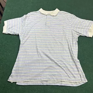 Vintage 90’s Windham Pointe Men's Golf Polo Shirt Size XL Striped Yellow Blue - Picture 1 of 8