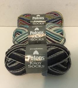Mix Lot Of 3 Patons Kory Socks Yarn 166Yards Each - Picture 1 of 5