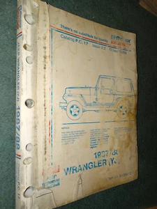 1987/1988 Jeep Wrangler Yj catálogo de piezas/libro original - Imagen 1 de 10