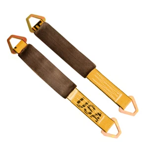 2" x 21 in Axle Tie Down Straps with Web Protection | D Rings - Pack of 2 - Picture 1 of 1