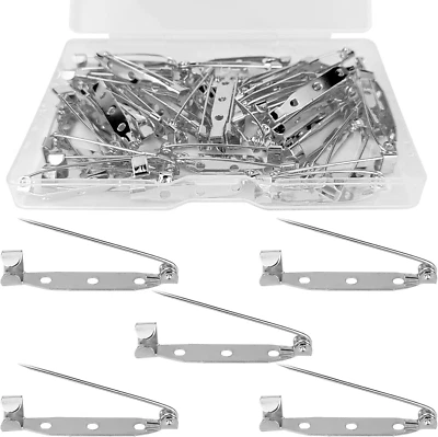 50 Pcs Brooch Pins, Safety Pins, Pin Badge Backs with Holes for Jewelry Crafting - Image 1 of 4