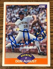 DON AUGUST MLB Milwaukee Brewers 1989 Score Auto Autographed Signed #419 Card