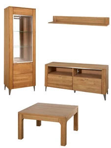 Wohnzimmer-Set Pared de Salón Latina 4-teilig Miel Roble Parte Sólida Lowboad - Imagen 1 de 8