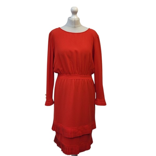 Valentino abito donna vintage anni 90 lana rosso manica lunga UK taglia 10