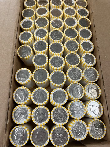 Unsearched Kennedy Half Dollar Coin Rolls  Loomis  box  $10FV Cover