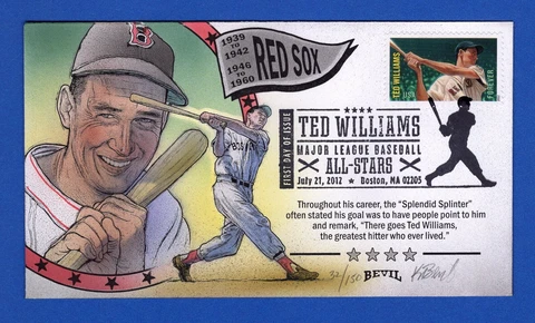 Scott 4694 MLB All-Stars Ted Williams Hand Painted Bevil FDC 32/150 Cover