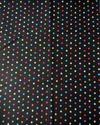 BROTHER SISTER DESIGN Fabric 2 Yds x 44" Polka Dots on Black DENIM Medium Weight - Image 1 of 3