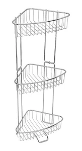 Rust Proof Stainless Steel Shower Floor Large Caddy / Shelf 3 Tiers No Drilling - Picture 1 of 8