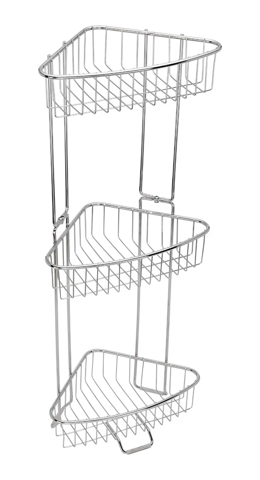 Rust Proof Stainless Steel Shower Floor Large Caddy / Shelf 3 Tiers No Drilling - Image 1 of 4
