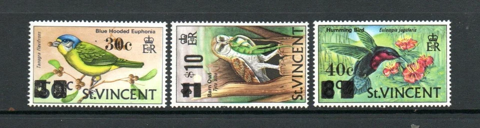 ST VINCENT MNH 1973 SG380-382 BIRDS SURCH - Imagem 1 de 1