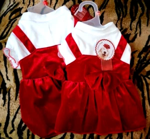 Pet Dress Dog or Cat Velvet Red w/White Christmas Holiday etc. ea. xs sm New! - Picture 1 of 3