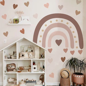 Brown Love Heart & Rainbows Wall Decal Self Adhesive for Baby’s Livingroom - Picture 1 of 7