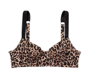 Victoria's Secret Shine Strap Wicked SWIM Top rhinestones logo leopard animal - Picture 1 of 9